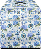 Food Slicer Cover Home Kitchen Electric Appliance Cover Waterproof Fabric Dust-Proof Durable Cheese Bread Meat Slicer Cover with Side Pocket and Top Handle, Blue Hydrangea Butterfly Print