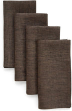 Solino Home Linen Cloth Napkins Set of 4-100% Pure Linen Chambray Brown Dinner Napkins 20 x 20 Inch for Winter - Athena, Handcrafted and Machine Washable