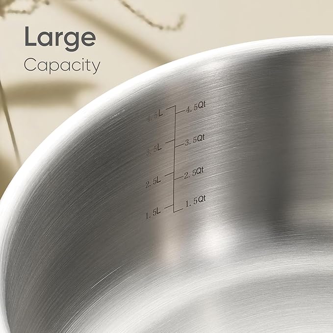 CAROTE 6QT Full Clad Tri Ply Stainless Steel Stock Pot with Lid, Kitchen Stockpot Soup Pot, Outer Ceramic Layer, Even Heating, All Stoves Compatible, Oven & Dishwasher Safe, Stay Cool Handle, White