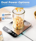 Food Scale, 33lb Rechargeable Kitchen Scale with Stainless Steel, Grams and Ounces, USB Charging, 1g High Accuracy for Baking, Cooking & Food Prep, Black, BK806