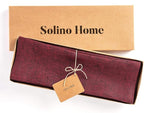 Solino Home Linen Placemats Set of 4 - Red Garnet Placemats 14 x 19 Inch - 100% Pure Linen Table Mats for Valentines, Holiday, Winter, New Year - Athena