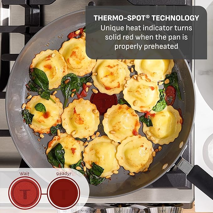 T-Fal Ultimate Hard Anodized Ceramic Nonstick 8 Piece Cookware Set, Oven Safe Up to 400°F, Dishwasher Safe, Pots and Pans Set, Includes Frying Pans, Saucepan, Cooking Utensils, Stone