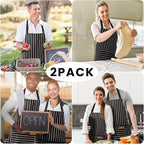 BeLuyi 2 Pack Adjustable Bib Apron with 2 Pockets Chef Cooking Kitchen Restaurant Aprons for Women Men