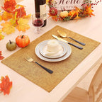 Homaxy Cloths Placemats for Dining Table Set of 4, Heat Resistant Washable Cotton Linen Blend Table Mats, Ideal for Kitchen Party Dining Decoration, 13" x 19", Amber
