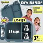 Kids Lunch Box with Compartments – Compact & Lightweight | Leak-Proof, BPA-Free, Dishwasher & Microwave Safe | Hand-Drawn Design for Preschool, School, Travel (Excavator Monkey Blue, 2.75 Cups)