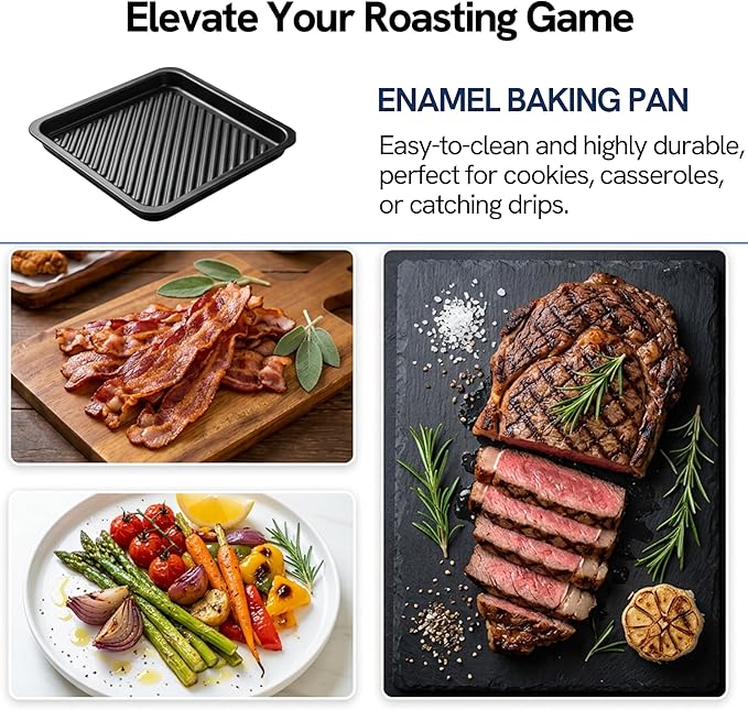 VAL CUCINA Air Fryer Enamel Baking Pan Replacement Parts Compatible with VCO12TM Air Fryer Toaster Oven (Enamel Baking Pan)