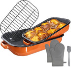 Roasting Pan for Oven with Rack 6-Piece Rectangular Lasagna Baking Dish Set 14&17 Inch, High Temperature Resistance Oven Dishwasher Safe Non-Stick Turkey Ham Roaster Gift for Mom Enamel Bakeware