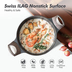SENSARTE Nonstick Stock Pot with Lid, 2.6/4.5/6.6/8.5 QT Soup Pot Casserole Pot, Healthy Pasta Pot, Large Deep Cooking Pot, Big Sauce Pot Stew Pot, Induction Compatible, PFOA PFOS APEO Free, Black