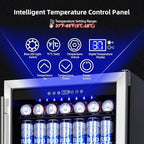 24 Inch Beverage Refrigerator, 180 Can Capacity Beverage fridge, Built in or Freestanding Drink Cooler with Glass Door, Under Counter Beer Fridge, LED Indicator Light and Adjustable Shelve