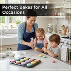 Wrenbury Nonstick Whoopie Pie Pan 12-Cup - Carbon Steel Shallow Baking Tray for Muffin Tops Macarons Cookies Yorkshire Puddings Cornbread & Burger Buns