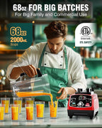 WantJoin Professional Blender, ETL listed 68oz Commercial Blender for kitchen Max 1800W High Power Home and Commercial with Timer, Smoothie Maker 2200ml for Crushing Ice, Frozen Dessert, Soup,fish