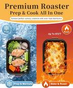 Roasting Pan for Oven with Rack 6-Piece Rectangular Lasagna Baking Dish Set 14&17 Inch, High Temperature Resistance Oven Dishwasher Safe Non-Stick Turkey Ham Roaster Gift for Mom Enamel Bakeware