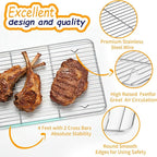 Baking Sheet Pan Set of 12, CEKEE Stainless Steel Cookie Sheets for Baking with Cooling Rack Silicone Baking Mat, Small/Quarter/Jelly Roll Pan, 9/10/12/16 Inch, Heavy Duty & Non Toxic & Easy Clean