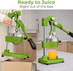 Zulay Kitchen Cast-Iron Orange Juice Squeezer - Heavy-Duty, Easy-to-Clean, Professional Citrus Juicer - Durable Stainless Steel Lemon Squeezer - Manual Citrus Press & Orange Squeezer (Light Green)