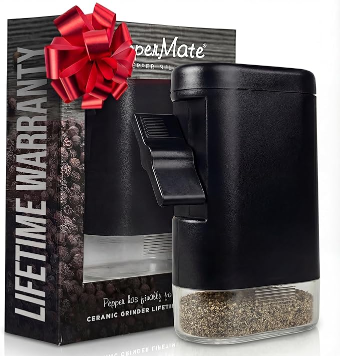 PepperMate Traditional Black Pepper Grinder Mill - Manual, High-Efficiency Salt and Pepper Grinder - Durable, Adjustable Coarseness Pepper Mill Grinder - Easy to Use