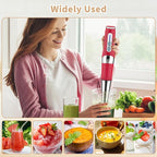 Toogel Cordless Immersion Blender, Electric Hand Blender with 21-Speed & 3-Angle Adjust, USB Rechargeable, BPA-Free & Dishwasher Safe for Baby Food, Smoothies, Soup (Red)