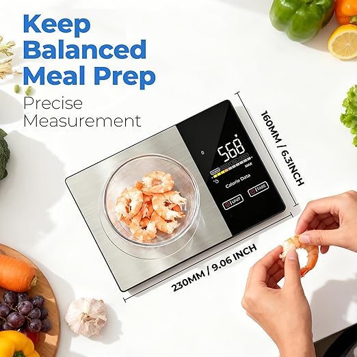 Smart Nutrition Food Scale - Digital Kitchen Scale with Nutritional Calculator App,Tare Function,Track Calories &24 Nutrients,11lb, Grams/Ounces, Healthy Eating & Meal Prep