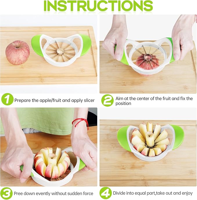 Supercenter Apple Cutter, Apple Corer and Slicer - Stainless Steel Apple Corer - 4.72 Inch Apple Slicer Tool with 12 Super Sharp Blades, lightweight Apple Slicer and Corer with Anti-slip Handle