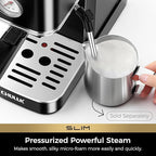 CHULUX Slim Espresso Machine with Milk Frother, 20 Bar Professional Italian Pump Espresso Coffee Machine for Home Cappuccino & Latte Maker, Stainless Steel, Black