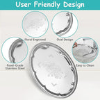 6-Pack Large Silver Serving Trays (16" x 12") – Oval Floral Engraved Serving Platters for Parties, Weddings, Birthdays, Festive Occasions – Mirror Trays for Appetizers, Charcuterie, Cookies, Desserts