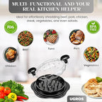 Chicken Shredder Large Tool Twist with Middle Plate, Food Tongs and Brush, Chicken Breast Shredder with Visible Anti Slip Design and Ergonomic Handles, BPA Free, Suitable for Chicken Pork Beef