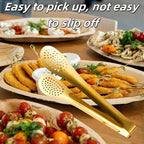 9 Inch Gold Buffet Tongs Set of 4, Stainless Steel Food Serving Utensils Tong for Cooking, Salad, Barbecue, Buffet, Toast