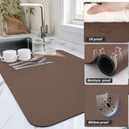 HotLive Dish Drying Mat for Kitchen Counter, Heat Resistant Drainer Mats with Non-slip Rubber Backed, Hide Stain Kitchen Super Absorbent Draining Mat, Easy to Clean Dish Rack Pad, Brown 18"x28"