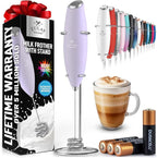 Zulay Kitchen Patented Tornado Triple Whisk Milk Frother with 4 Duracell Batteries – Handheld Foam Maker for Coffee, Lattes, Matcha & Hot Chocolate – Rich, Creamy Froth in Seconds - Lilac