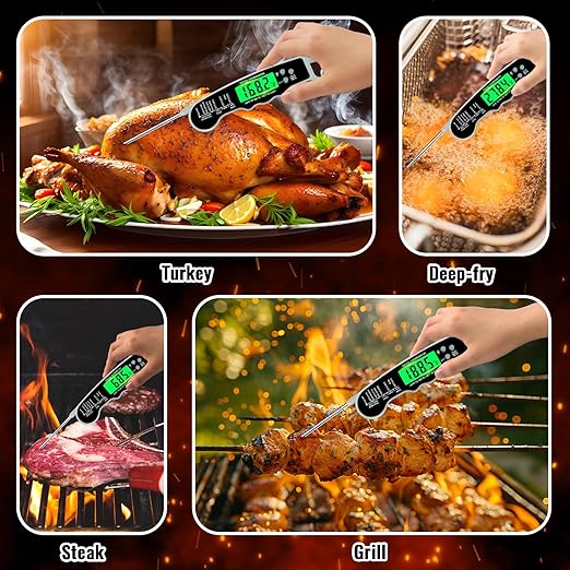 Stocking Stuffers for Men Women Adults: Meat Thermometer Digital, Instant Read Meat Thermometer with Backlight & Magnet for Kitchen, Beef, Grill, Turkey,IP67 Waterproof Cooking Thermometer