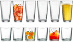 Glaver's Drinking Glasses Set of 12. Everyday Drinking Glasses. Mixed Drinkware Sets 6-17 oz Tall Kitchen Glass Cups, and 6-13 Oz Rocks Glasses. Ribbed Glassware Sets for Cocktail Beer Juice Water.