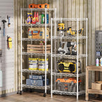 SINGAYE 5 Small Wire Shelves Kitchen Pantry Close Home Organizers and Storage Bathroom Shelf Laundry Room Organization Adjustable Book Metal Garage Shelving Unit