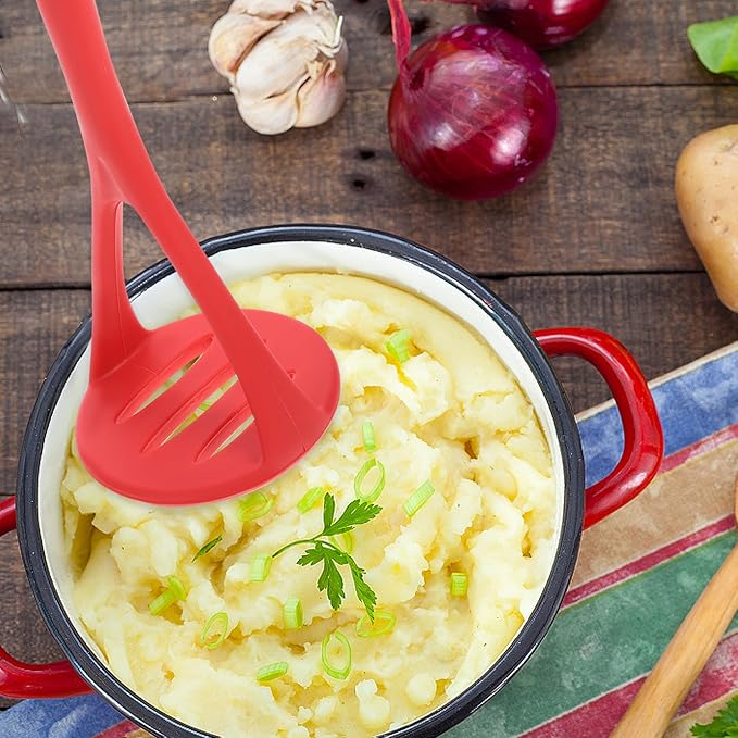 UPKOCH Silicone Potato Masher Small Kitchen Tool Baby Food Smasher Tool Vegetable Ricer Comfortable Grip Red Ideal for Mashing Potatoes Fruits and Vegetables