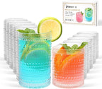 Hobnail Drinking Glasses Set of 12,12 oz Highball Glasses & 10 oz Cocktail Glasses,Clear Embossed Glass Cups,Kitchen Water Glass Cup,Bar Tumbler Glassware Set for Whiskey, Beer, Cocktail, Juice, Milk