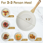SENSARTE Nonstick Ceramic Frying Pan Skillet, 9.5 Inch Omelet Pan, Healthy Non Toxic Chef Pan, Induction Compatible Egg Pan with Heat Resistant Handle, PFAS-Free (Pack of 2)