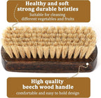 Vegetable and Fruit Brush With Wood Handle - Scrubber for Potato, Mushroom, Carrot, Corn and Food