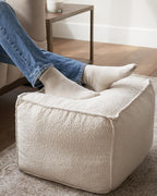 ZICOTO Beautiful Boucle Pouf Ottoman and Foot Rest - Elevate Your Living Room Decor with Lightweight Comfort and Charm - A Round Modern Foam Filled Foot Stool Perfect to Rest Your Feet