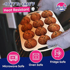 RICCLE Silicone Muffin Pans for Baking with Metal Reinforced Frame, 12-Cup Cupcake Pan, 2 Pcs Muffin Trays for Cupcake Baking, Tray Molds, Oven & Dishwasher Safe, BPA-Free (2 x Regular)