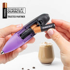 Zulay Kitchen Whisk Milk Frother with 4 Duracell Batteries - Powerful Handheld Foam Maker for Coffee, Lattes, Matcha, Hot Chocolate & Cappuccinos - Whip Creamy Froth in Seconds