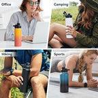 18 oz Insulated Water Bottle with Handle, 304 Stainless Steel Water Bottles with Wide Mouth, Double Wall Vacuum Sports Water Bottle, BPA Free, Keep Cold and Hot, Blue&Black