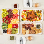 DELLING Serving Platter Set 18/16/14 Inch, Large White Porcelain Serving Trays for Entertaining, Rectangular Platters for Turkey Fruit Appetizer Party Wedding, Microwave Oven Dishwasher Safe, 3-Pack
