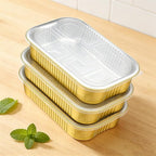 13"x 8.8"Gold Aluminum Foil Pans with Chear Lids & Handles(10 Pack) Heavy Duty Aluminum Pans, Disposable Foil Pans Containers for Cooking, Baking, Reheating, Freezer, Oven, Food Storage, 118oz