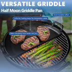 SafBbcue Cast Iron Half Moon Griddle Pan for Weber 22" Kettle Charcoal Grill Parts, Half Moon Cooking Grate for Slow n Sear, VEVOR, Kamado, Big Green Egg 22" Charcoal Kettle Grill Accessories