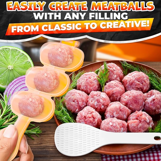 Rice Ball Mold - Mini Rice Ball Maker Mold with 3 Bite-Size Portions, Plastic Shaker with Scoop for Fast Shake Shaping – Versatile Tool for Bento Meals, Temari Sushi, Yaki-Onigiri & Creative Plating