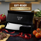 Cutluxe Meat Cleaver Knife – Ultra Sharp 7" Meat Cleaver, Butcher Knife, High Carbon Stainless Steel Blade, Full Tang Pakkawood Handle – Shinobi Series