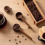 Wooden Coffee Scoop Measuring Scoop for Spices and Glass Jars with Bamboo Lids