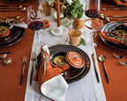 Solino Home Linen Napkins Set of 4 - Classic Hemstitch 100% Pure Linen Cinnamon Dinner Napkins Cloth 20 x 20 Inch for Winter - Handcrafted and Machine Washable
