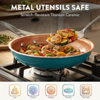 GOTHAM STEEL 20 Piece Copper Pots and Pans Set Nonstick Cookware & Ceramic Bakeware Set, PFOA PFOS Free, Dishwasher/Oven Safe, Metal Utensil Safe – Turquoise