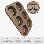Satax Muffin Pan for Baking, Nonstick Cupcake Tin 6 Cup,sets of 2,Heavy Duty Steel Muffin Pan (Gold, 6-cup)