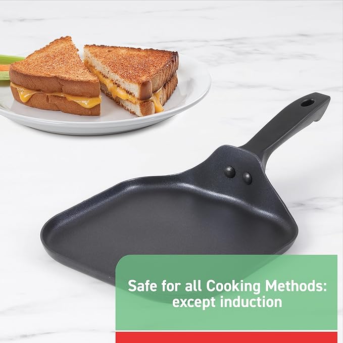 T-fal Specialty Nonstick Mini Griddle 6.5 Inch Cookware, Pots and Pans, Dishwasher Safe Black