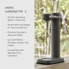 Aarke Carbonator lll with CO2 Cylinder, Sparkling & Carbonation Water Machine, Stainless Steel with PET BPA-Free Reusable Bottle Volume 1L/34 fl oz (Matte Grey)
